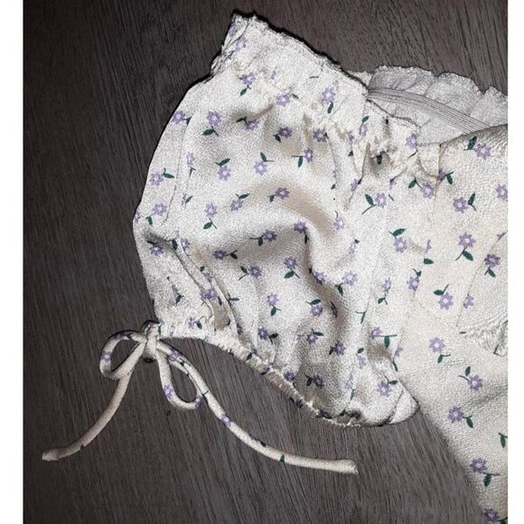 Lot of Princess Polly Yellow Floral Print Cropped Corset Tops Size 4 Puff Sleeve - Picture 7 of 9